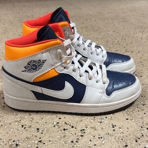 Jordan Men's White, Navy, and Orange Sneakers